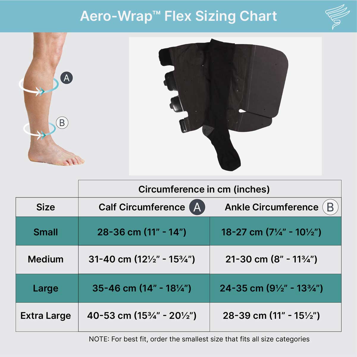 Aero-Wrap Flex Size Chart