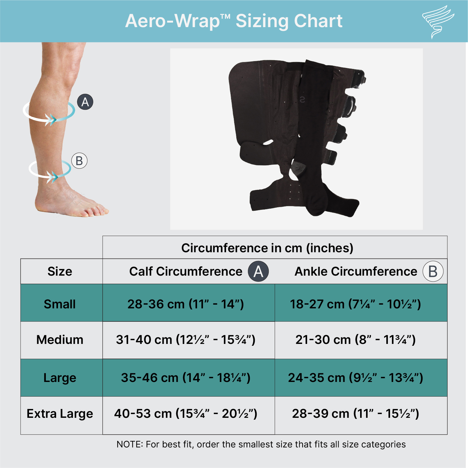 Aero-Wrap Size Chart