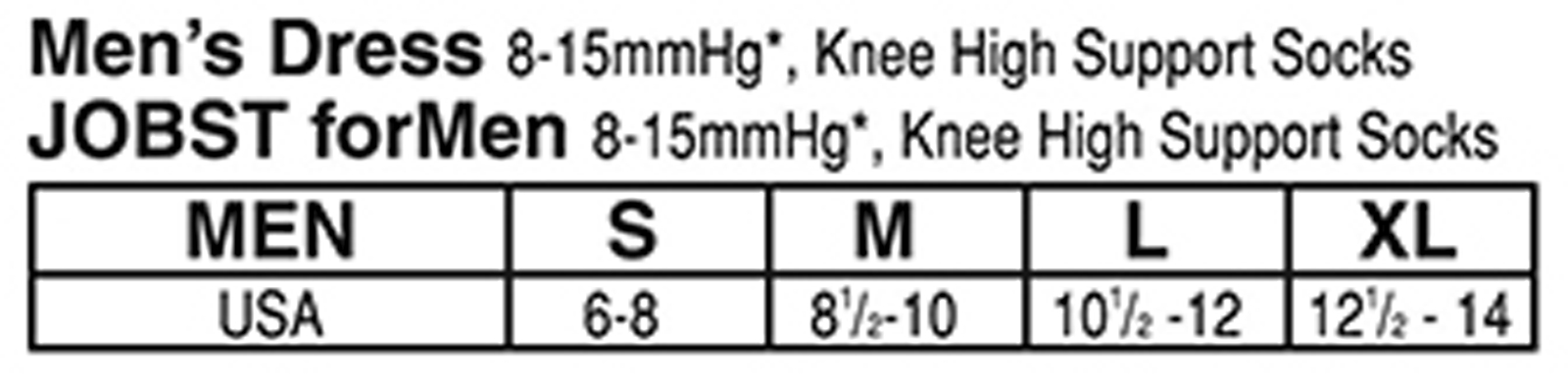 Jobst Men S Compression Socks Size Chart