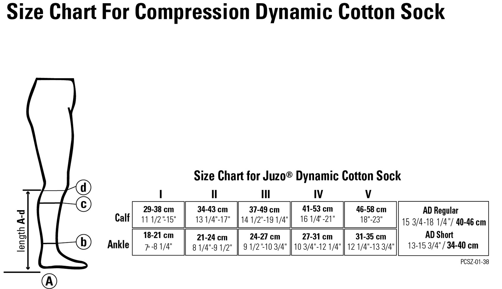 Juzo Compression Wrap Size Chart