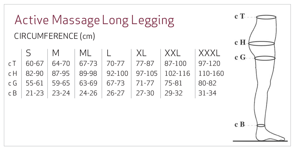 Solidea Active Massage Long Size Chart