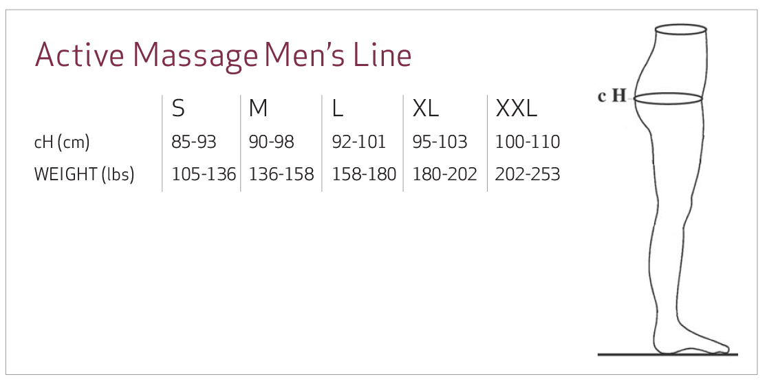 Solidea Active Massage Men's Size Chart