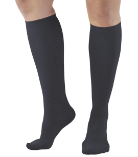Ames Walker Women's Microfiber Knee High Socks Black