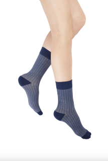 Rejuva Herringbone Crew Compression Socks Marine
