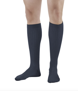 Ames Walker Men's Microfiber/Cotton Knee High Socks Navy