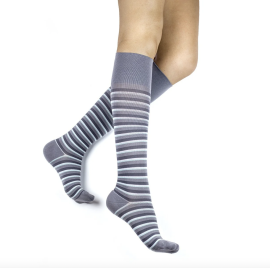 Rejuva Stripe Knee High Compression Socks Gray Teal 