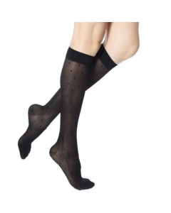 Rejuva Sheer Dot Knee High Compression Socks Black