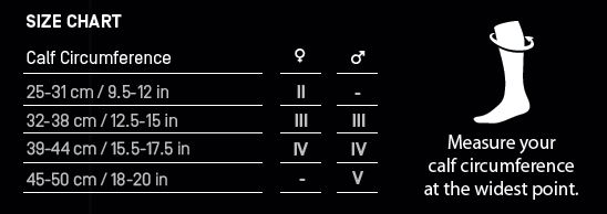 CEP Tall Socks Size Chart