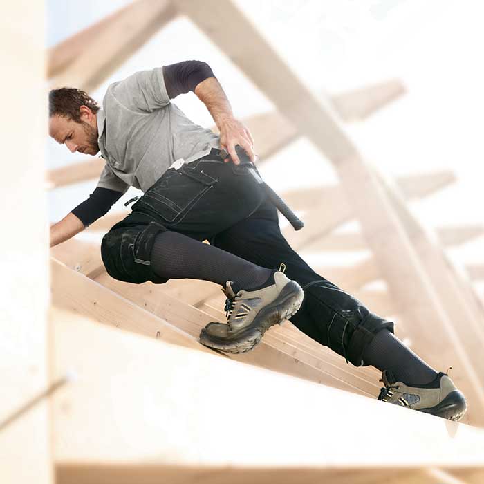 Man wearing athletic compression socks
