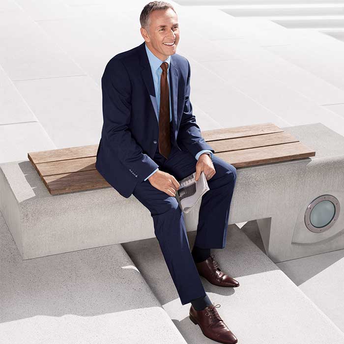 Man wearing compression dress socks